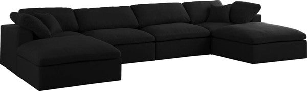 Meridian Furniture Serene Black Cloud Like Comfort Symmetrical 6pc Sectional