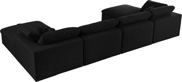 Meridian Furniture Serene Black Cloud Like Comfort Symmetrical 6pc Sectional