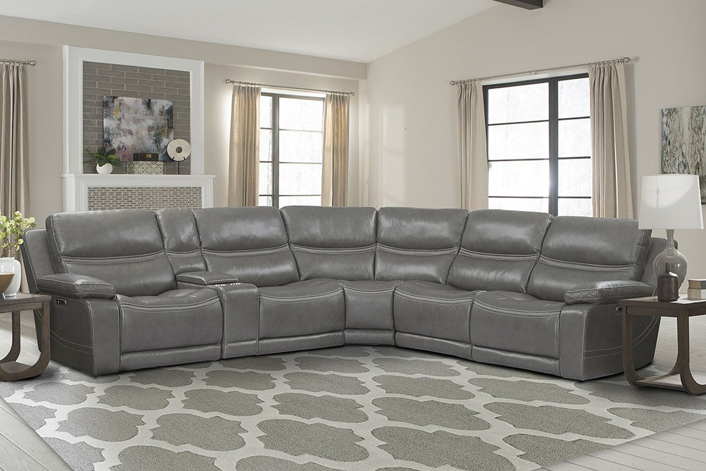 Parker House Palmer Greige Modular Power 6pc Reclining Sectional