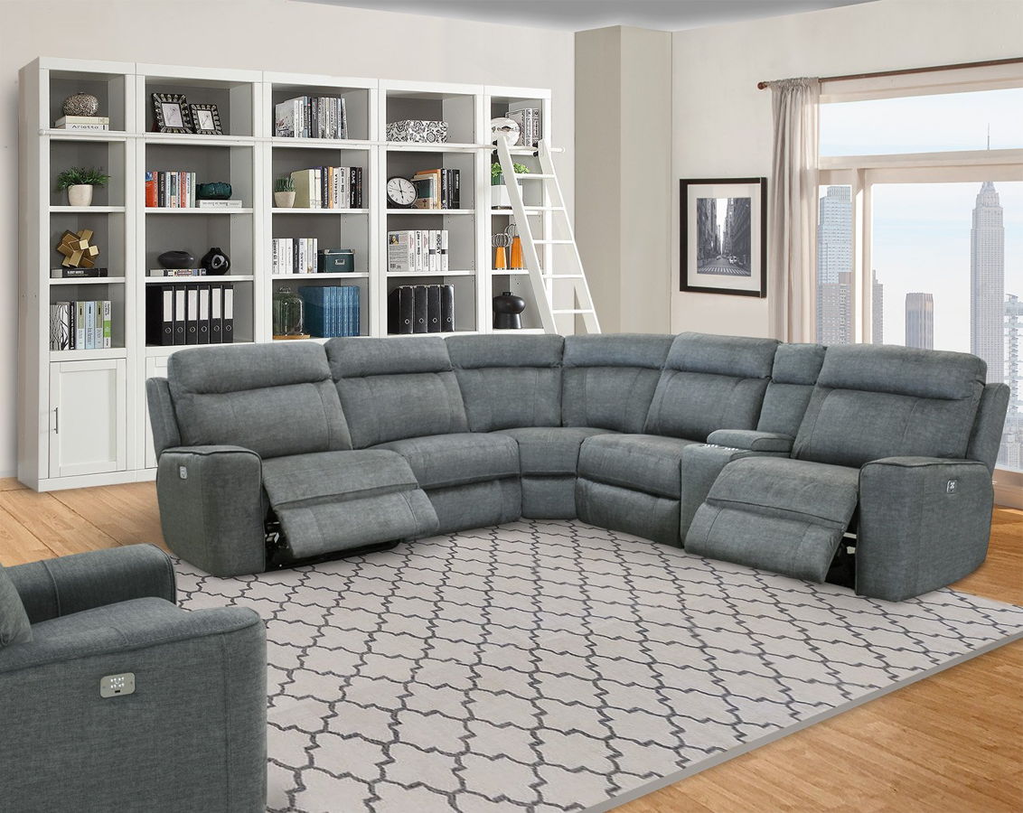 Parker House Parthenon Titanium Modular Power 6pc Reclining Sectional