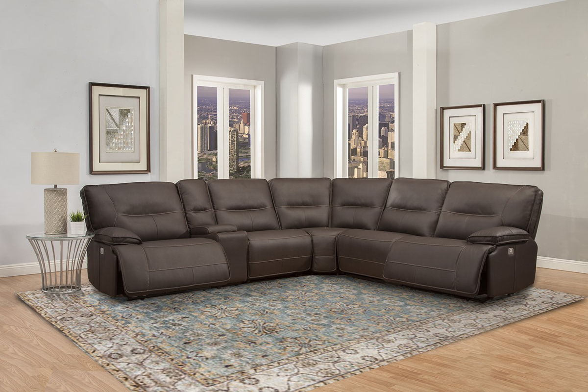 Parker House Spartacus Chocolate Modular Power 6pc Reclining Sectional