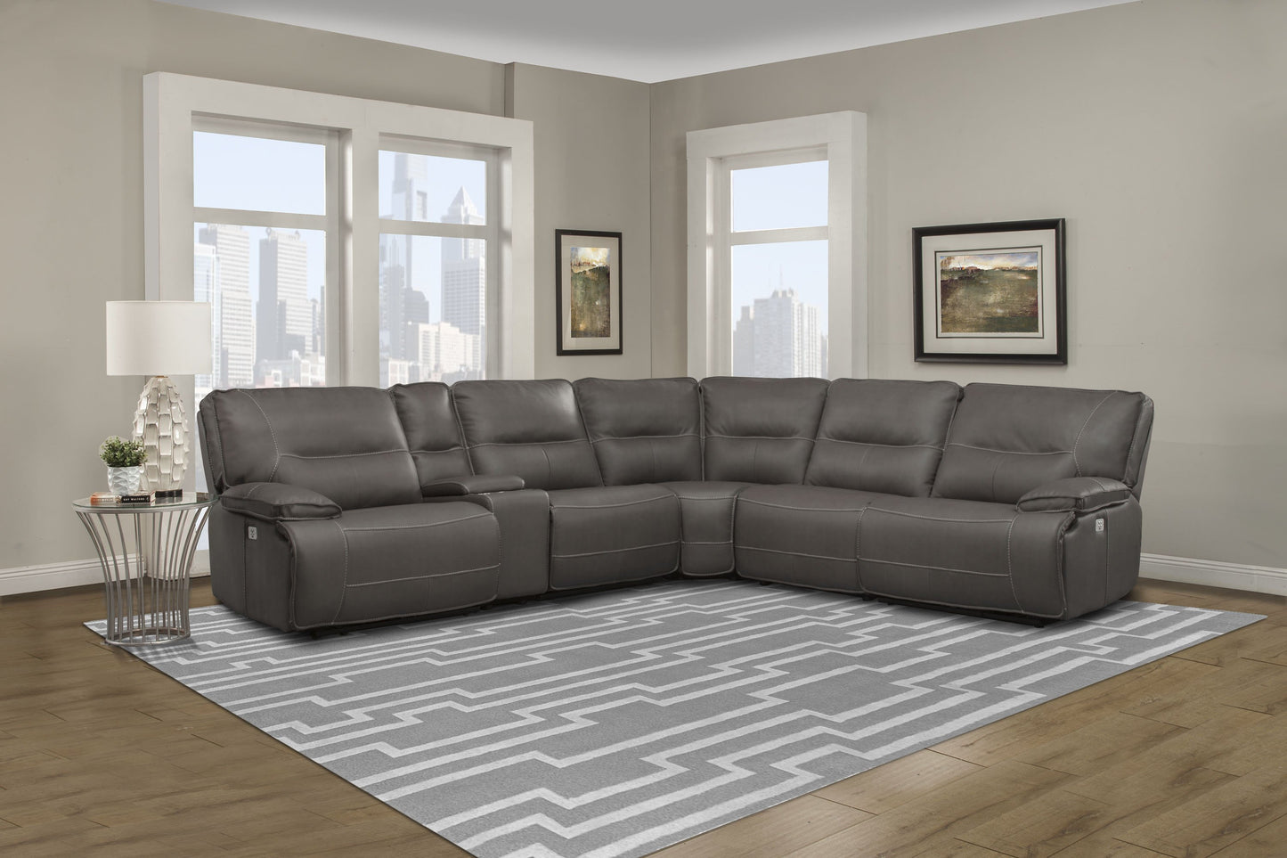 Parker House Spartacus Haze Modular Power 6pc Reclining Sectional