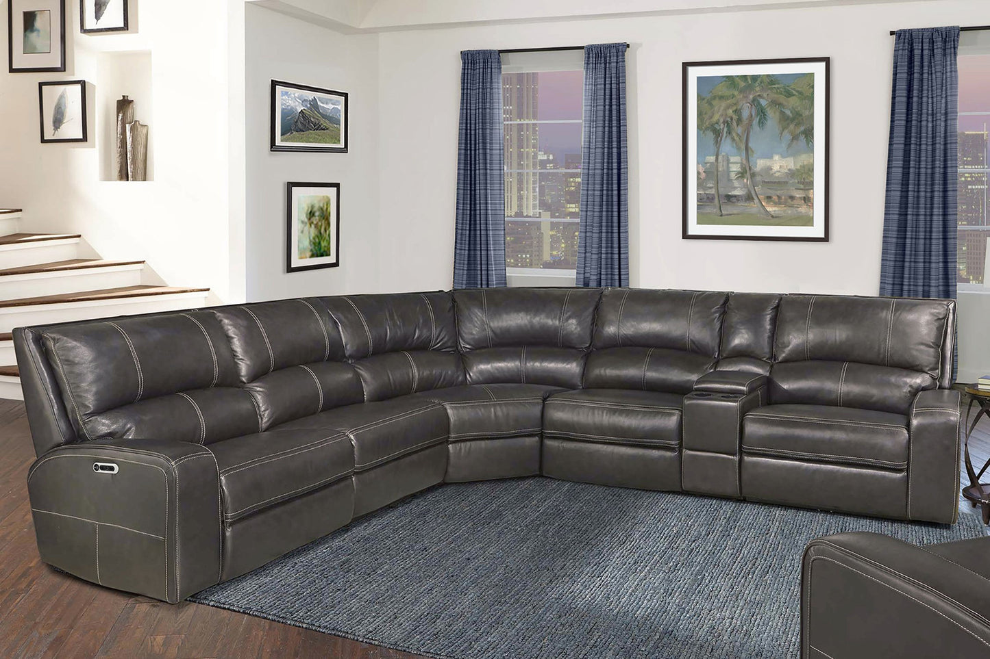 Parker House Swift Twilight Modular Power 6pc Reclining Sectional