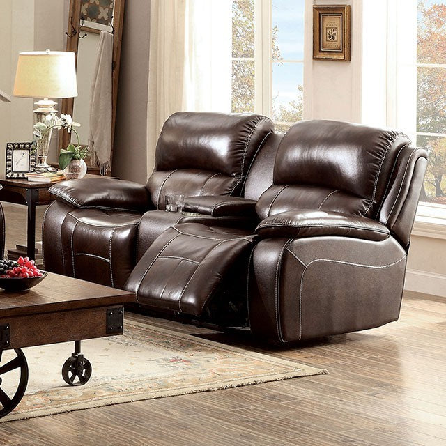 Furniture of America RUTH LOVE SEAT Plush Cushions Cup Holders & Storage Recliners