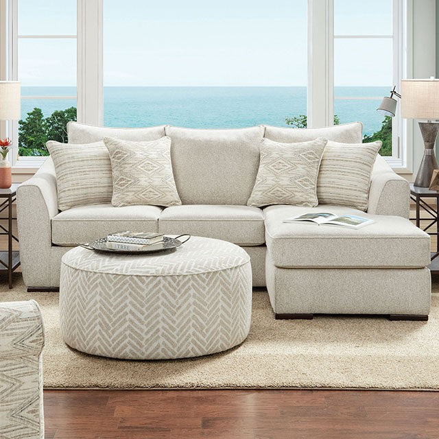 Furniture of America SALTNEY SECTIONAL Welt-Cord Trim & Short Block Feet Pillows Included