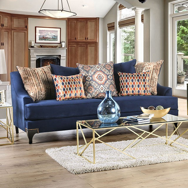 Furniture of America SISSETON SOFA Medium Density Foam, T-Cushion Seats, Sloped Arms and Loose Back Pillows