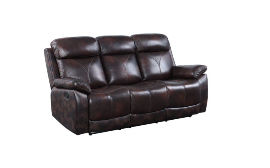 Acme Perfiel Motion Sofa in 2 Tone Dark Brown Top Grain Leather