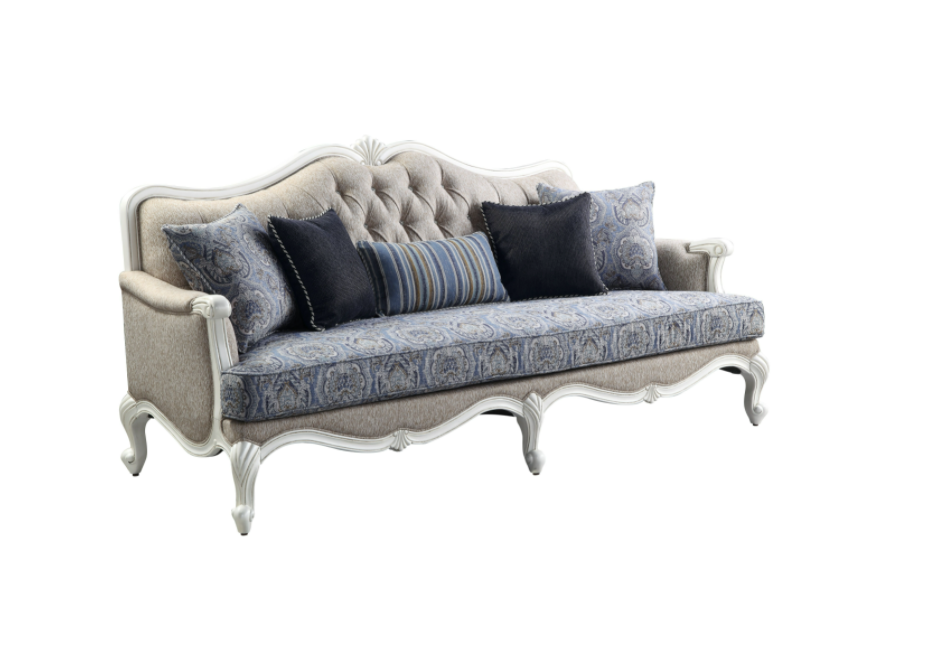 ACME Ciddrenar Sofa W/5 Pillows, in Fabric and White