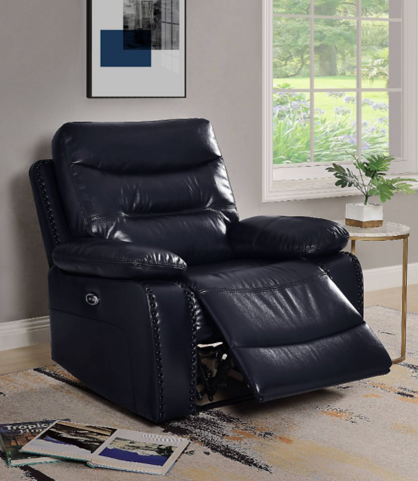 ACME Aashi Power Recliner Navy Leather-Gel Match