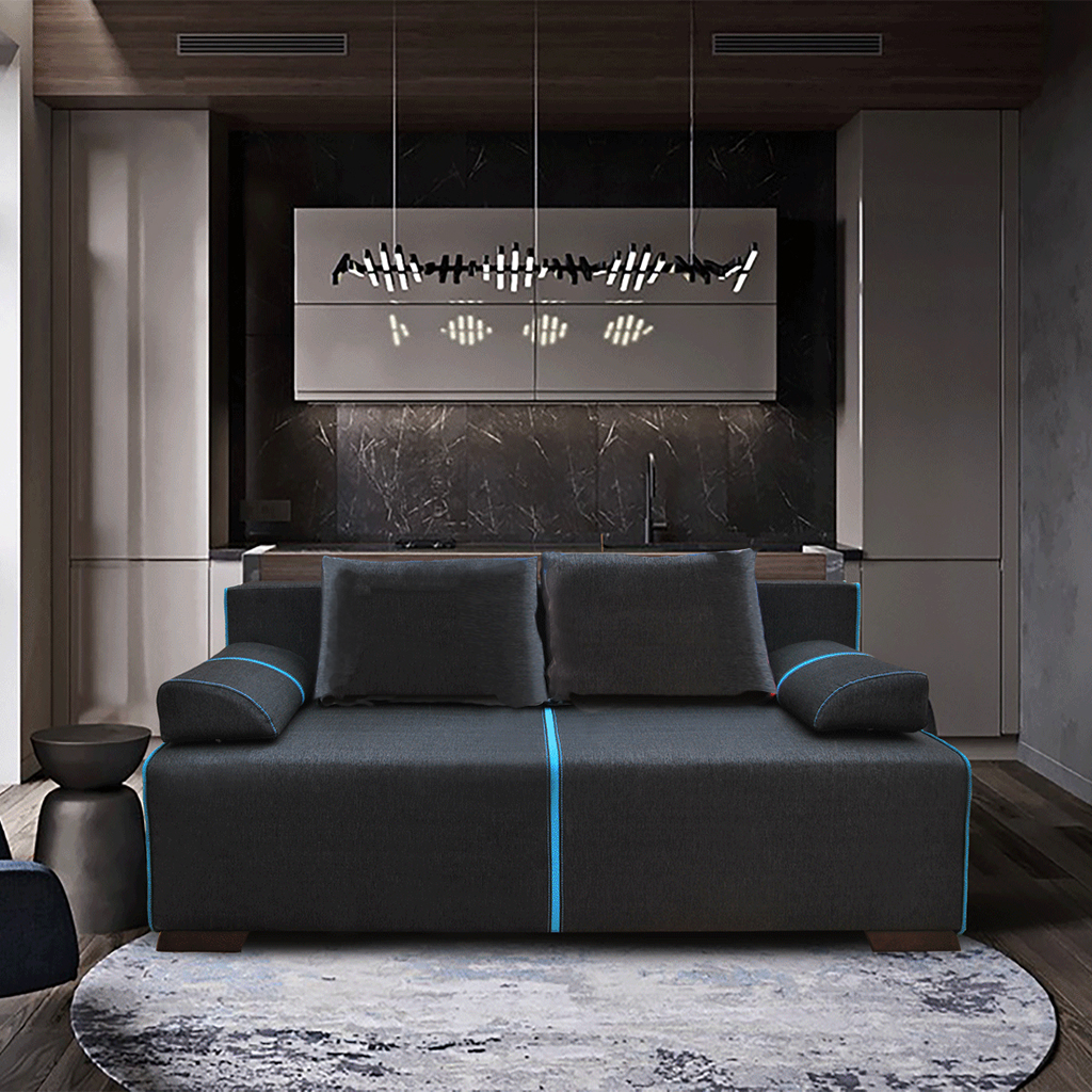 ESF Broadway Modern Brown Fabric Sofa W/ Adjustable Headrests