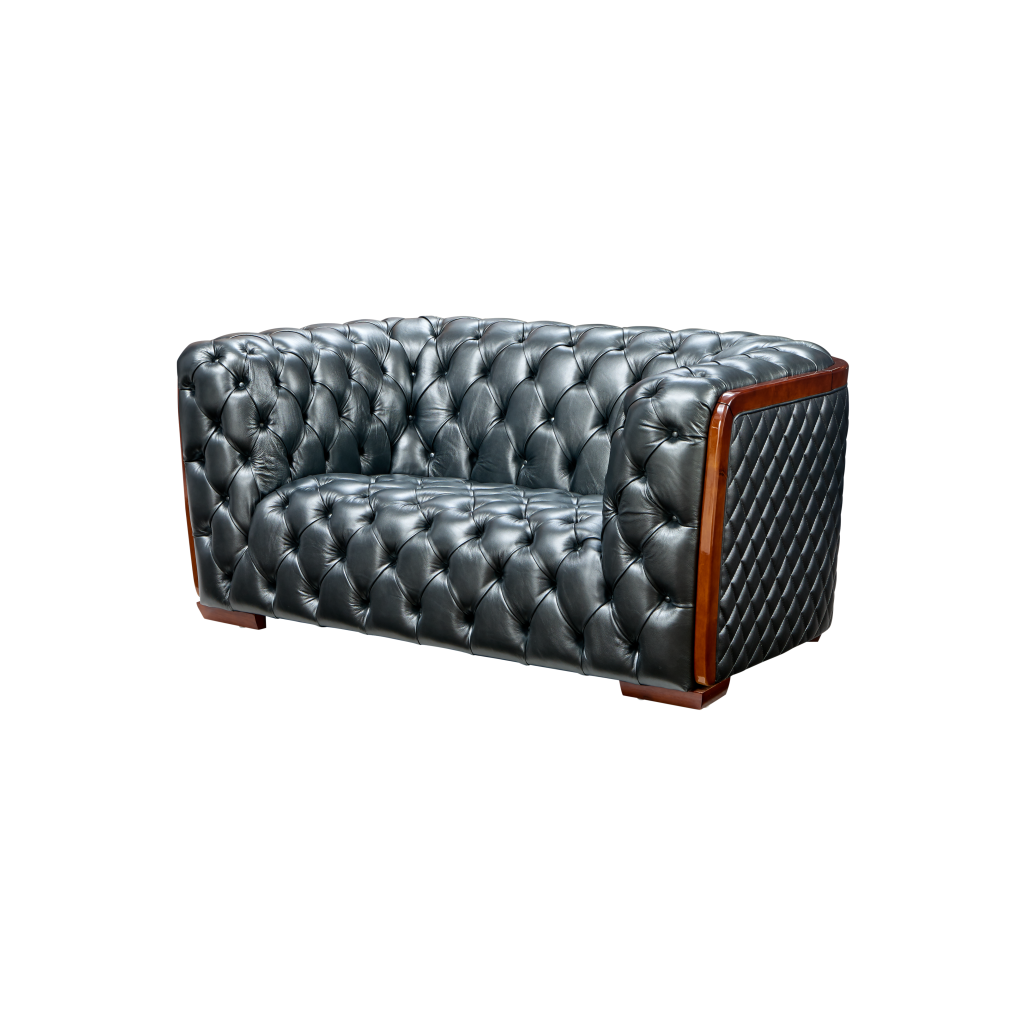 ESF 415 Elegant Sofa Set In Dark Grey Leather