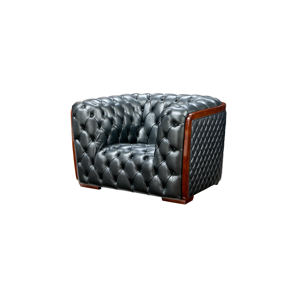 ESF 415 Elegant Sofa Set In Dark Grey Leather