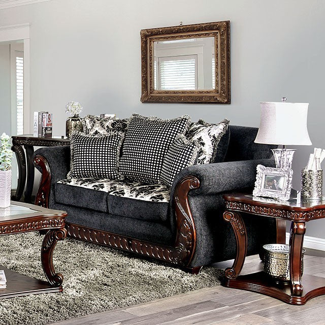 Furniture of America WHITLAND LOVE SEAT Loose Back Pillows &  Bun Feet Pillows Included