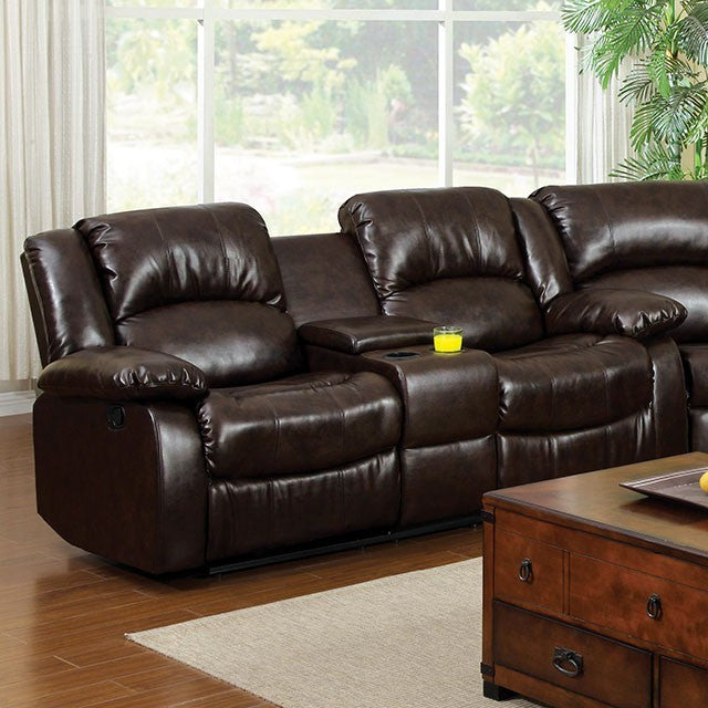 Furniture of America WINSLOW LOVE SEAT Plush Cushions & Bonded Leather Match Rustic Brown