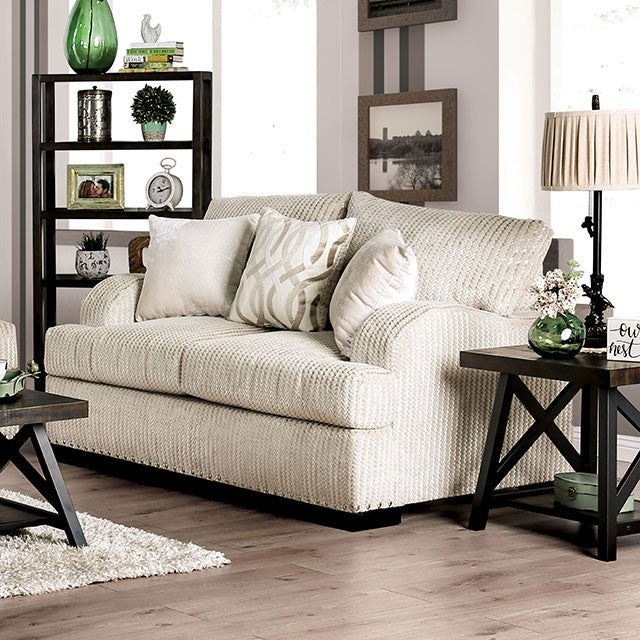 Furniture of America ZAYLA LOVE SEAT Loose Back Pillows & Nailhead Trim Pillows Included