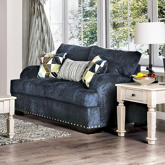 Furniture of America ZAYLA LOVE SEAT Loose Back Pillows & Nailhead Trim Pillows Included