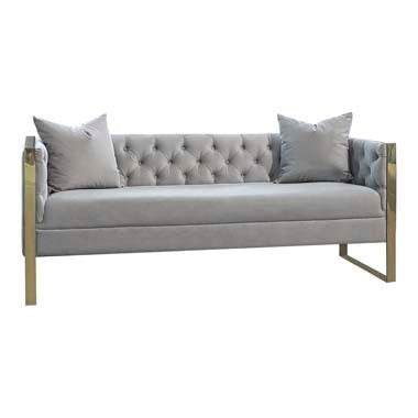 Coaster Eastbrook Tufted Back Sofa Grey|  Velvet| Modern Two-Tone Sofa| Width: 75 in Depth: 31 in Height: 29.5 in