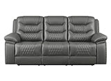 Coaster Flamenco Tufted Upholstered Motion Sofa Charcoal|  Breathable performance leatherette| Width: 89.25 in Depth: 39 in Height: 40.75 in