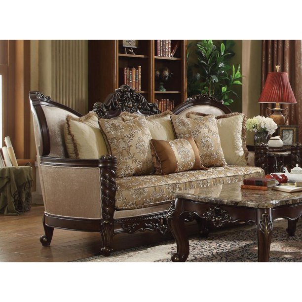 Acme Furniture Devayne Dark Walnut Six Pillows Sofa