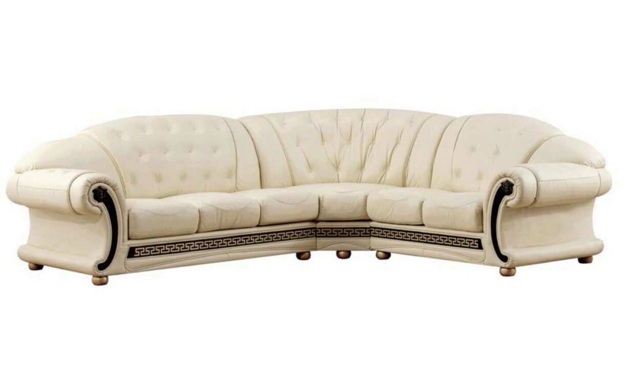 ESF Apolo Ivory Top Grain Italian Leather Sectional RHC