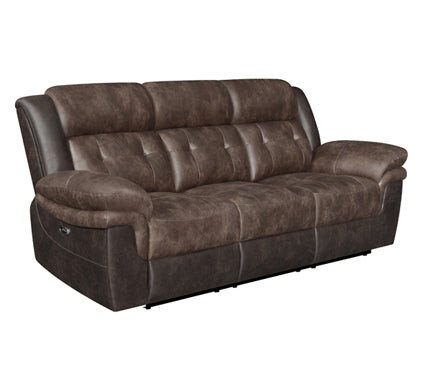 Coaster Saybrook Tufted Cushion Power Sofa Chocolate And Dark Brown