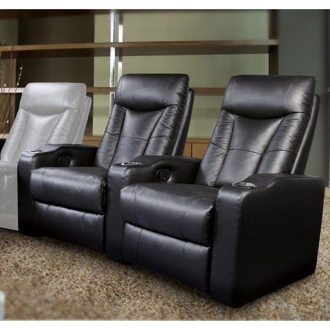 Coaster Pavillion Home Theater 2-Seated Recliner Black |Width: 38.25 in Depth: 40.5 in Height: 42.25 in |Leather/PVC