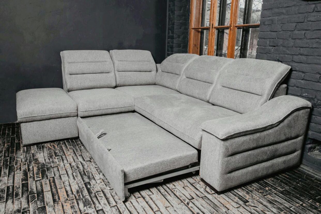 ESF Grey Fabric Oliver Modern Sectional Left w/ Bed & Storage Contemporary