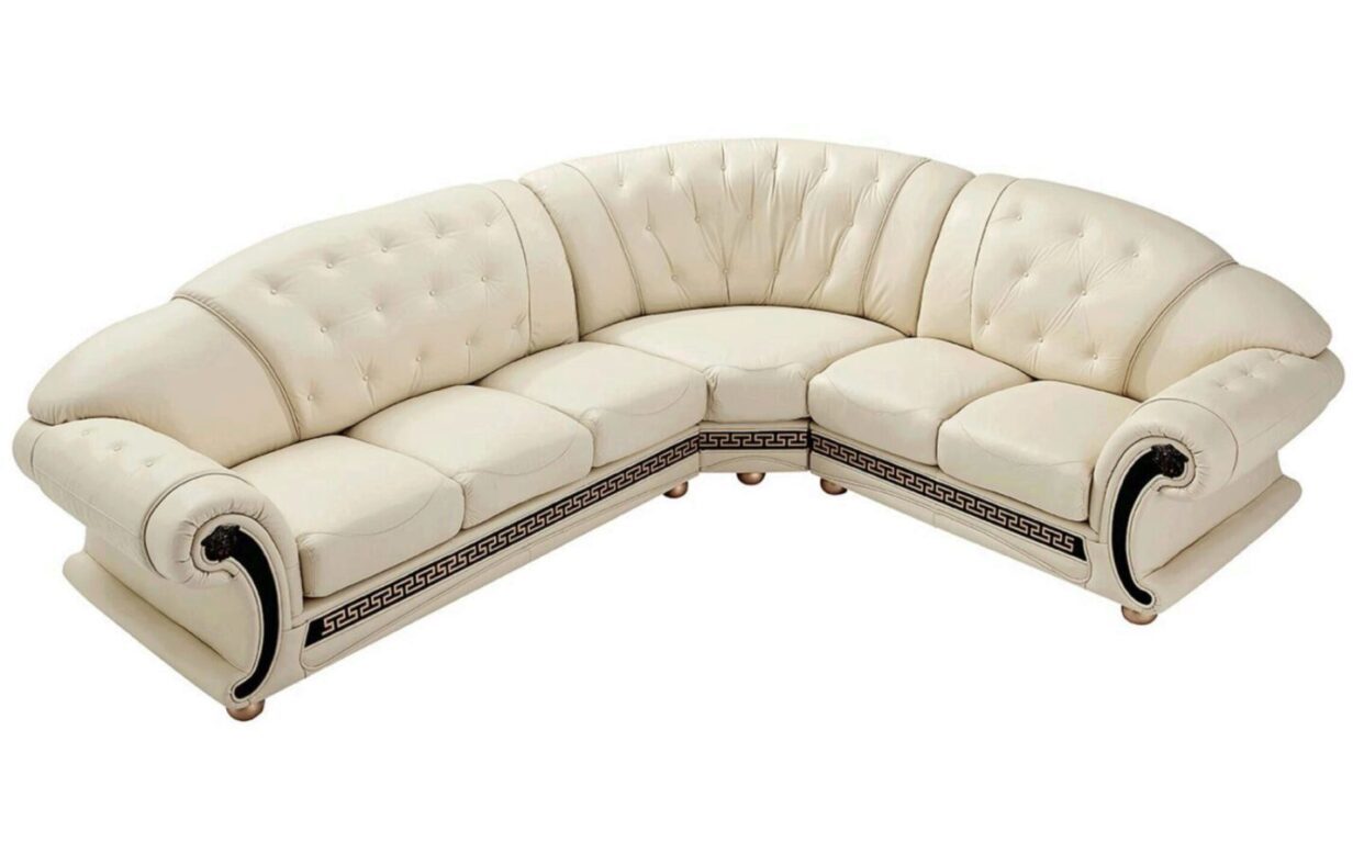 ESF Apolo Ivory Top Grain Italian Leather Sectional RHC