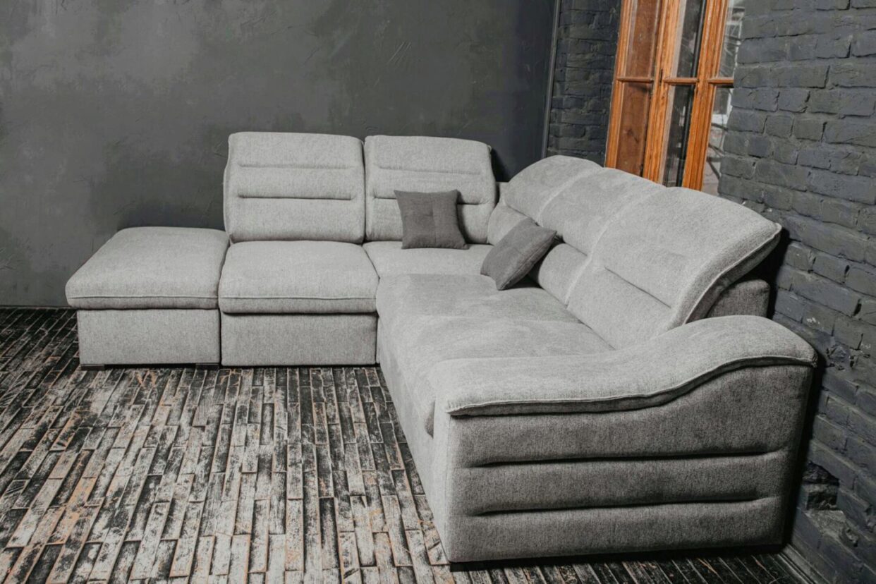 ESF Grey Fabric Oliver Modern Sectional Left w/ Bed & Storage Contemporary