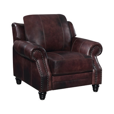 Coaster Princeton Rolled Arm Push Back Recliner Burgundy |100% leather