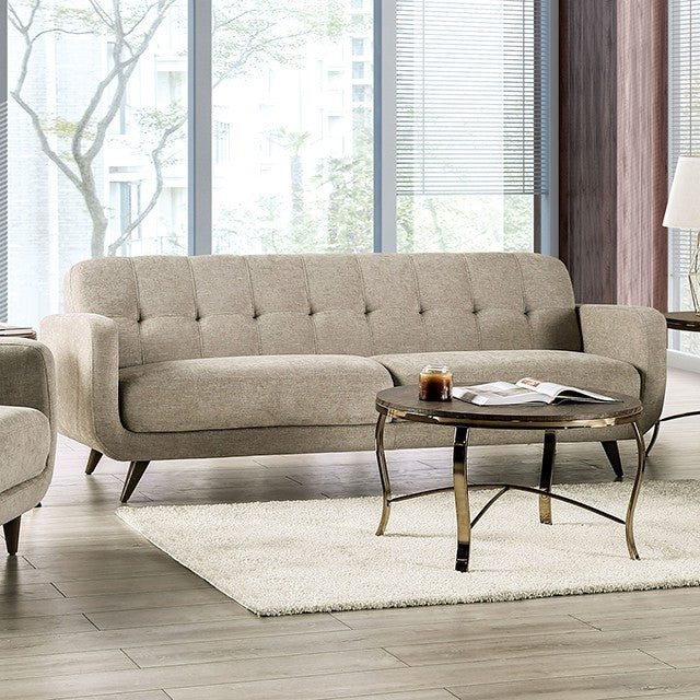 Furniture of America SIEGEN SOFA Contrast Stitching, Mid-century Modern and Angled Legs