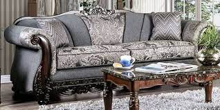 Furniture of America NEWDALE SOFA Box Cushion Seating, Arched Black Design & Round Bun Feet Pillows Included