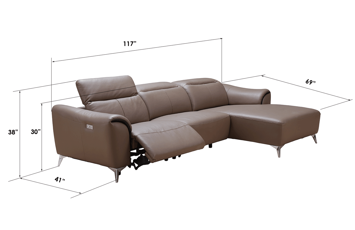 ESF 950 Sectional with 1 Electric Recliner SET