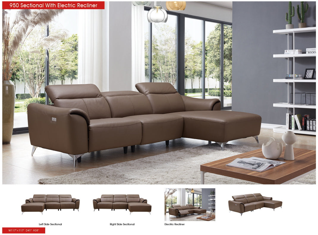 ESF 950 Sectional with 1 Electric Recliner SET